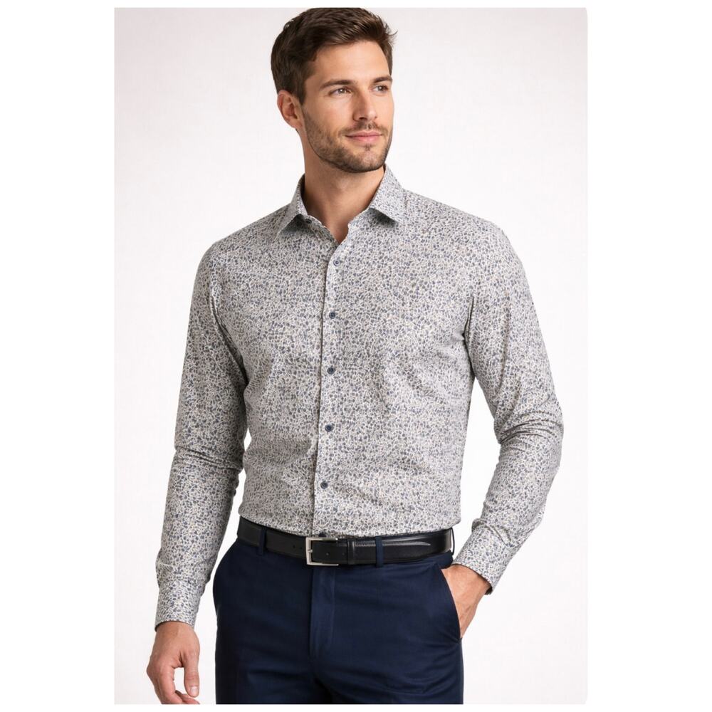 Arturo Calle NEW Mens XL Slim Fit Micro Floral Casual Button-Up Shirt European